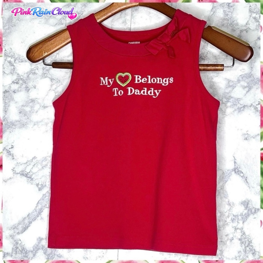 Gymboree Girls Y2K Red Ribbed Knit Embroidered Bow Tank Top Size 9